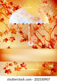 Autumn background with umbrella and leaves. And also includes EPS 10 vector