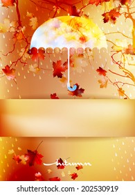 Autumn background with umbrella and leaves. And also includes EPS 10 vector