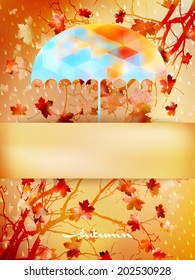 Autumn background with umbrella and leaves. And also includes EPS 10 vector
