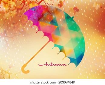 Autumn background with umbrella and leaves. And also includes EPS 10 vector