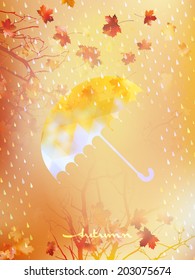 Autumn background with umbrella and leaves. And also includes EPS 10 vector