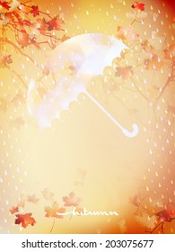 Autumn background with umbrella and leaves. And also includes EPS 10 vector