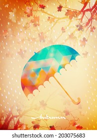 Autumn background with umbrella and leaves. And also includes EPS 10 vector