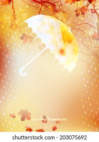 Autumn background with umbrella and leaves. And also includes EPS 10 vector