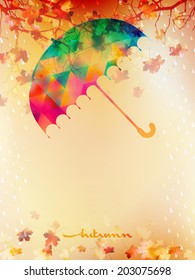 Autumn background with umbrella and leaves. And also includes EPS 10 vector