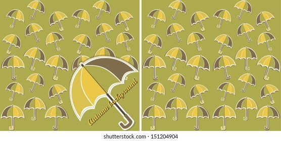 Autumn background with umbrellas