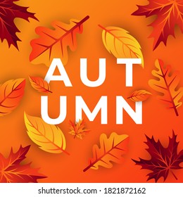 Herbsthintergrund, Vektorgrafik mit dekorativen Blättern. Herbstfall Vektorhintergrund Vorlage. Abstrakte Herbsthintergrund-Designvorlage für Werbung, Poster, Banner, Flyer, Einladung, Website oder Grußkarte