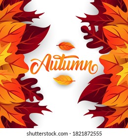 Autumn background vector with decorative leaves. Autumn fall Vector background template. Abstract Autumn background design template for ad, poster, banner, flyer, invitation, website or greeting card