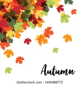 Autumn Background. Vector Illustration. Flat Style. Hello Autumn Card with Leaves. September Fall Design Collection for Poster, Banner, Card, Flayer