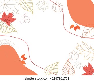 Autumn  background vector. Minimalistic style wallpaper with autumn element and abstract shape.