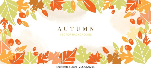 Autumn background vector. Autumn shopping event illustration wallpaper with hand drawn icons set. This design good for banner, sale poster, packaging background and greeting card.