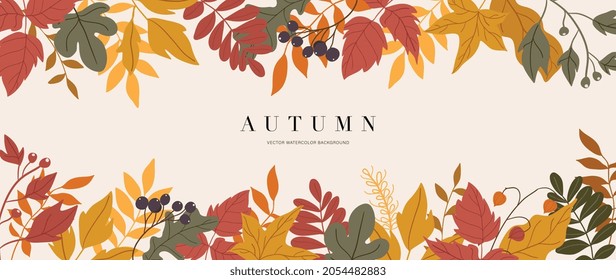 Autumn background vector. Autumn shopping event illustration wallpaper with hand drawn icons set. This design good for banner, sale poster, packaging background and greeting card.