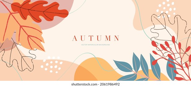 Autumn background vector. Autumn shopping event illustration wallpaper with hand drawn icons set. This design good for banner, sale poster, packaging background and greeting card.