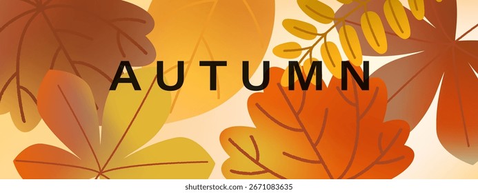 Autumn background, wallpaper, banner with tree leaves. Hello Autumn. Fall season frame design. 