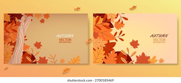 Autumn background, wallpaper, banner with tree leafe vector design. Hello Autmn.