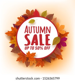 Autumn background wallpaper decorates the leaves to buy in a store or advertising poster and commercial or web banner. Vector Illustration.