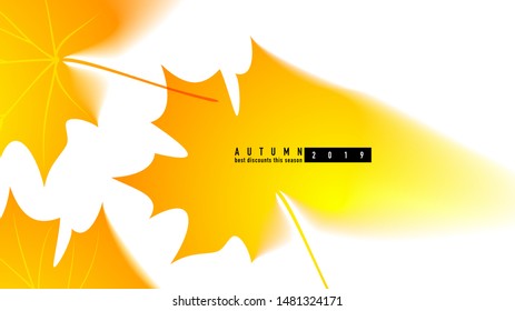 Autumn background for wallpaper. Template for the presentation of autumn discounts in the store. Advertising poster for seasonal information. Catalog with autumn sale of goods.