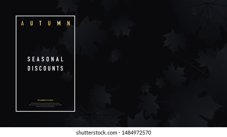 Autumn background for wallpaper. Template for the presentation of autumn discounts in the store. Advertising poster for seasonal information. Catalog with autumn sale of goods.