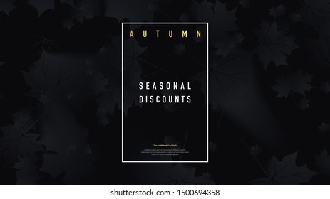 Autumn background for wallpaper. Template for the presentation of autumn discounts in the store. Advertising poster for seasonal information. Catalog with autumn sale of goods.