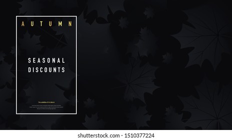 Autumn background for wallpaper. Template for the presentation of autumn discounts in the store. Advertising poster for seasonal information. Catalog with autumn sale of goods.