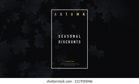 Autumn background for wallpaper. Template for the presentation of autumn discounts in the store. Advertising poster for seasonal information. Catalog with autumn sale of goods.