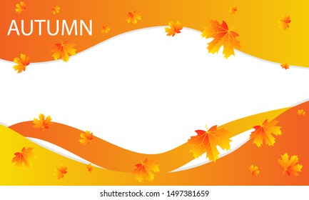 Autumn background with waves and origami effect, vector art illustration.
