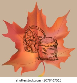 Autumn background with wedge leaves. Vector illustration for print, textile, paper.