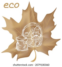 Autumn background with wedge leaves. Vector illustration for print, textile, paper.