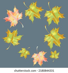 Autumn background with wedge leaves. Vector layout decorative greeting card or invitation design background. Hand drawn illustration
