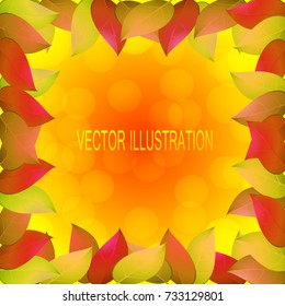 Autumn background with yellow leaves. Stock vector illustration.