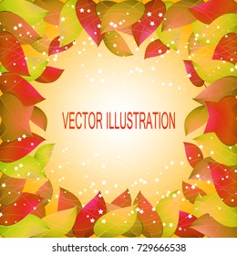 Autumn background with yellow leaves. Templates for place cards, banners, flyers, presentations, reports.Stock vector illustration