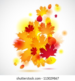Autumn background with yellow leaves. Vector illustration.