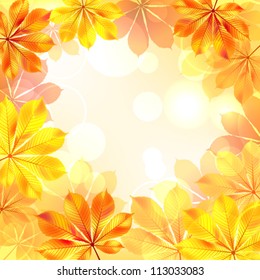 Autumn background with yellow leaves. Vector illustration.