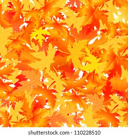 Autumn background of yellow autumn maple leaves. Vector. Part of set.