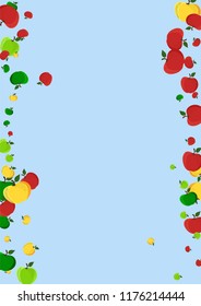 Autumn background with yellow, red and green apples.