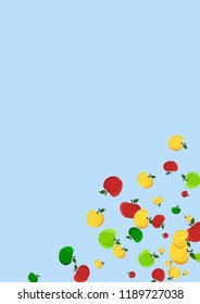 Autumn background with yellow, red and green apples.
