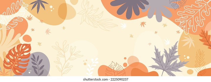 autumn background.Colorful poster background vector illustration.Exotic plants, branches,art print for beauty, fashion and natural products,wellness, wedding and event.