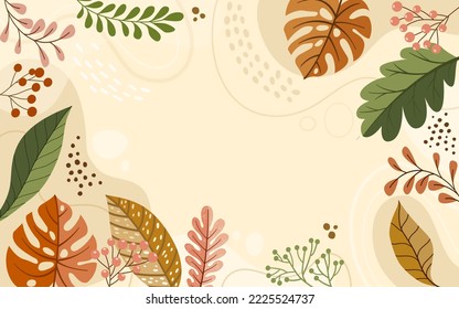 autumn background.Colorful poster background vector illustration.Exotic plants, branches,art print for beauty, fashion and natural products,wellness, wedding and event.