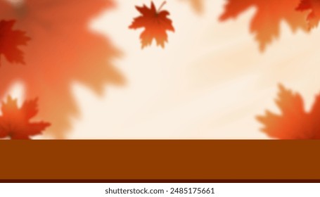 Herbst-Hintergrund, Herbst-Studio-Podium-Anzeige mit Schattenblättern auf Orangenstand, Kulissenszene für Thanksgiving-Werbung, Vektorgrafik-Innenraum-Vorlage-Plattform-Banner für Produkt-Verkauf, Promotion