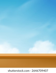 Autumn background,Orange wall building architecture against cloud, blue sky background,Modern concrete Vector Minimal design architectural construction,Vector empty podium stand for Product display