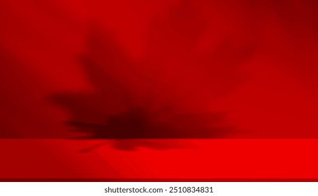 Fundo de outono,Exibição de pódio de estúdio de parede vermelha e folhas de sombra para o produto presente,Luz de cena de fundo,Sobreposição de sombra para publicidade de ação de graças,Plataforma de modelo de vetor para outono,Banner de inverno