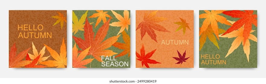 Autumn backgrounds with bright maple leaves. Vector illustration for your design of advertising, printing, packaging, social media, branding, banner, sale, advertising, print, packaging.