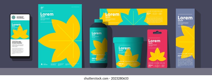 Autumn backgrounds. An example of the use of vector illustrations on labels, packaging. Corporate identity and branding. Design templates in different sizes.