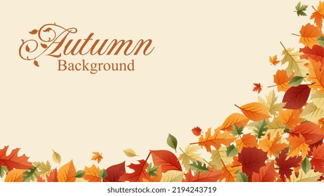 Fondo de otoño con muchas hojas, vector de fondo del copyspace de acción de gracias, concepto de otoño 2022