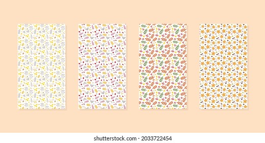 Autumn backgrounds. Set of editable templates for social networks and stories. Elegant fall floral layouts. Vector 10 EPS.