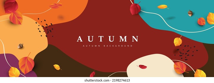 Autumn banner abstract background with falling autumn leaves and color of autumn background