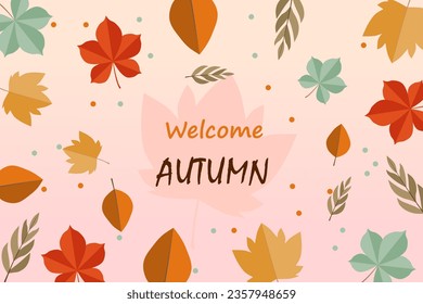 Autumn banner abstract background with falling autumn leaves