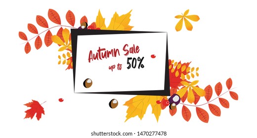 autumn banner for ad , design frame, base on autumn colors
