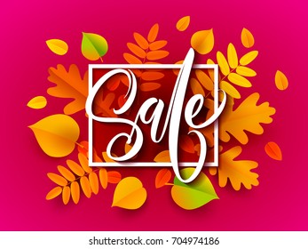 Autumn banner background with fall leaves. Stock illustration
