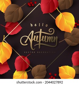 Autumn banner background layout decorate with autumn leaves 